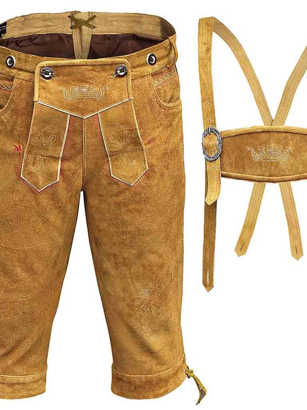Men’s Bavarian Kniebundhosen Zimmer Oktoberfest Wear Golden Brown - Picture 9 of 12